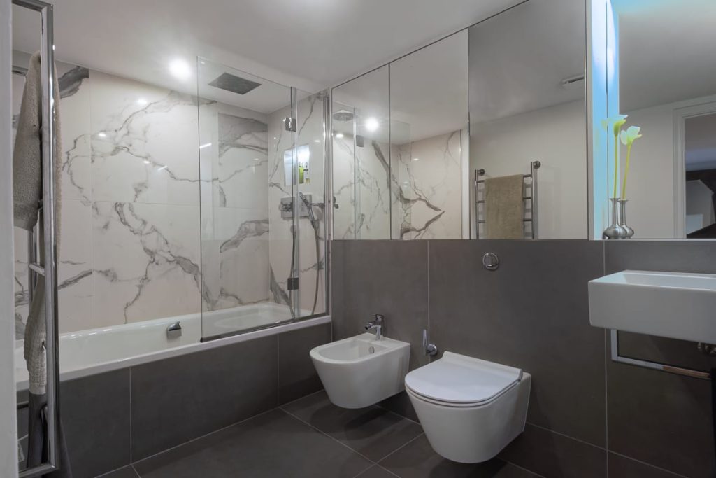 industrial style loft apartment bathroom