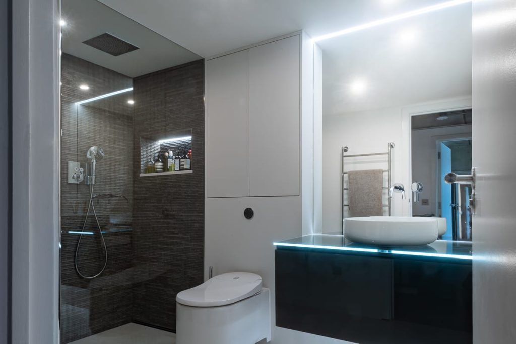 industrial style loft apartment bathroom