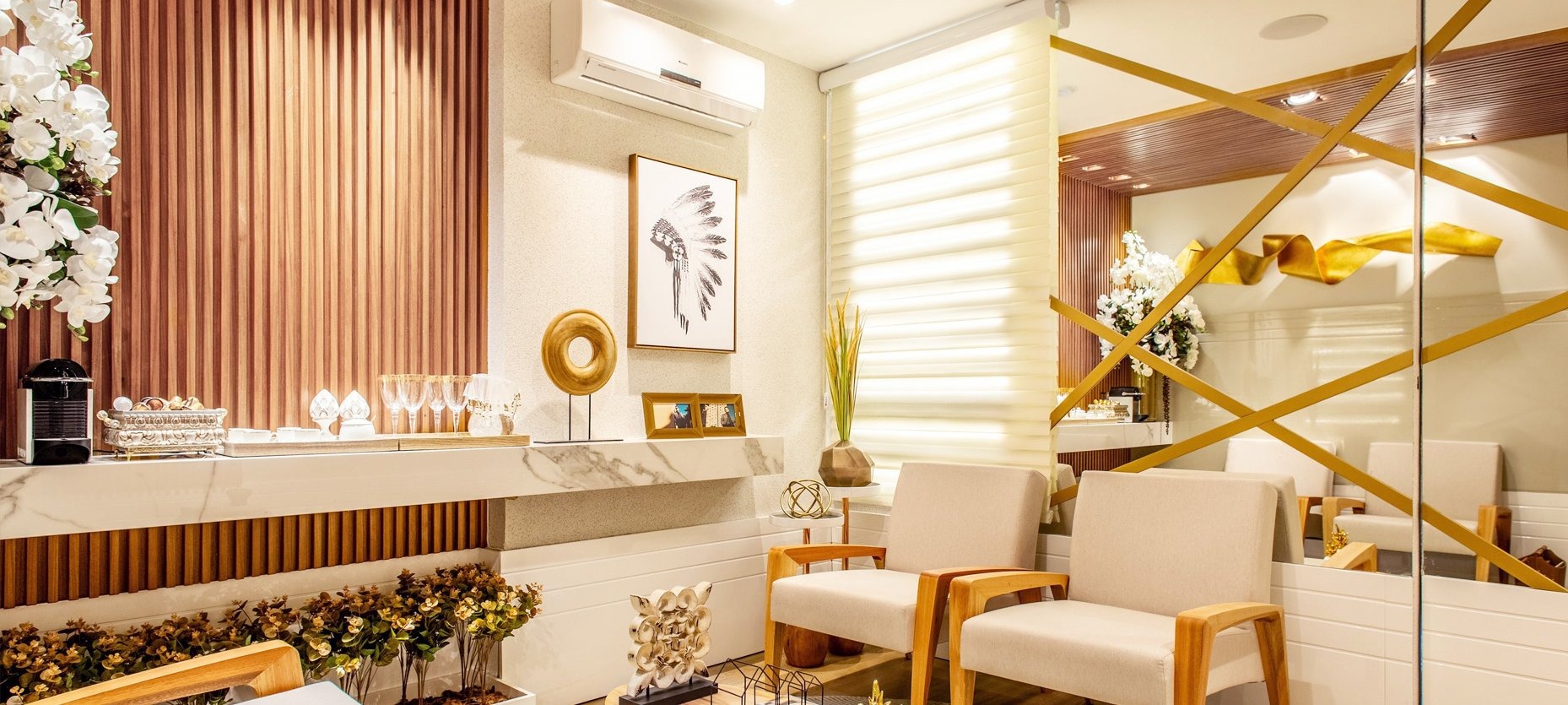 Warm timber panelled interior with staircase decorated by residential decorators